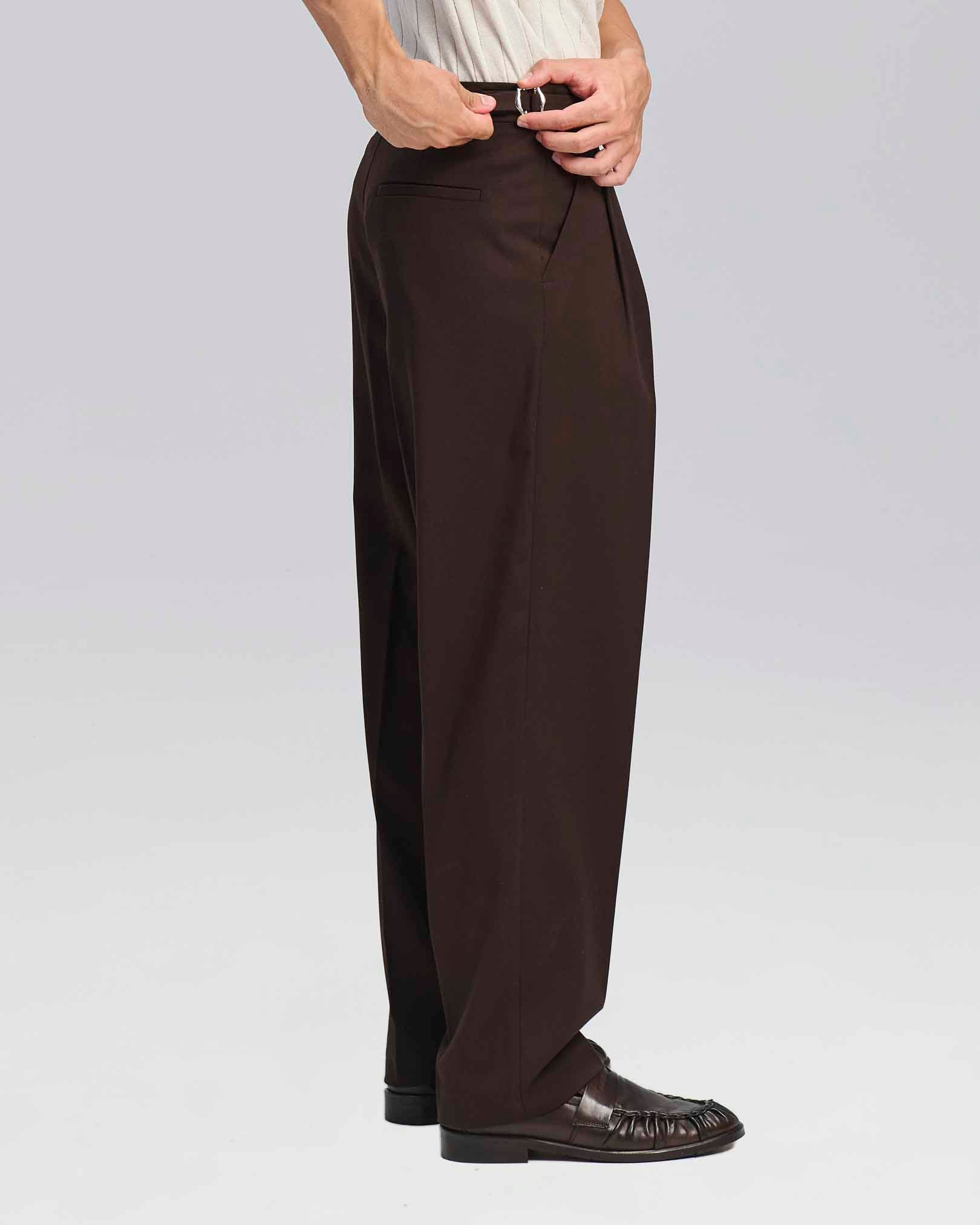 Pantalone wide fit con fibbiette