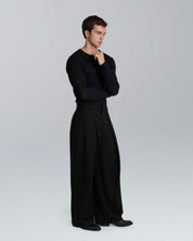 Pantalone wide fit con pieghe