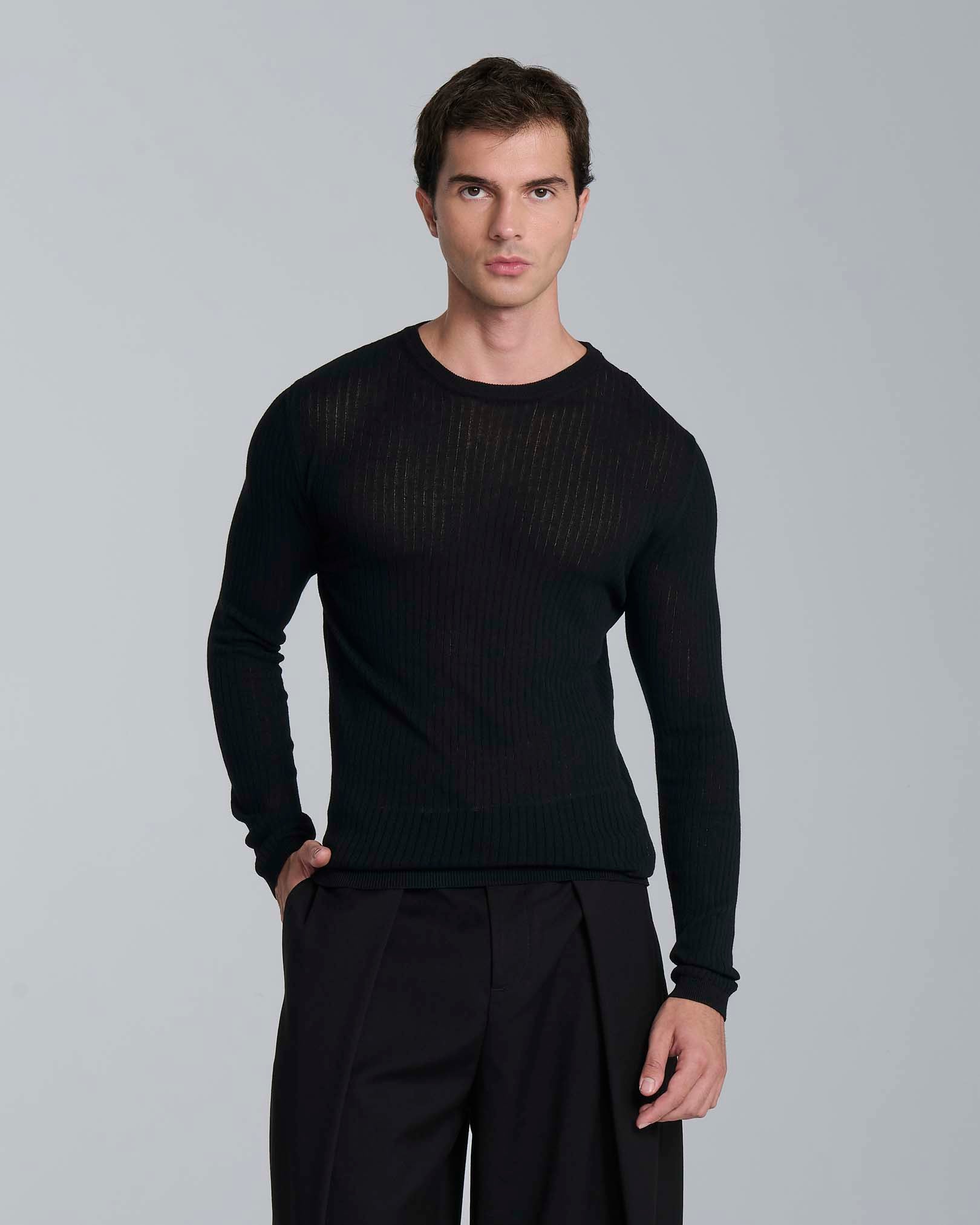 Maglia girocollo a coste