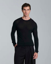 Maglia girocollo a coste