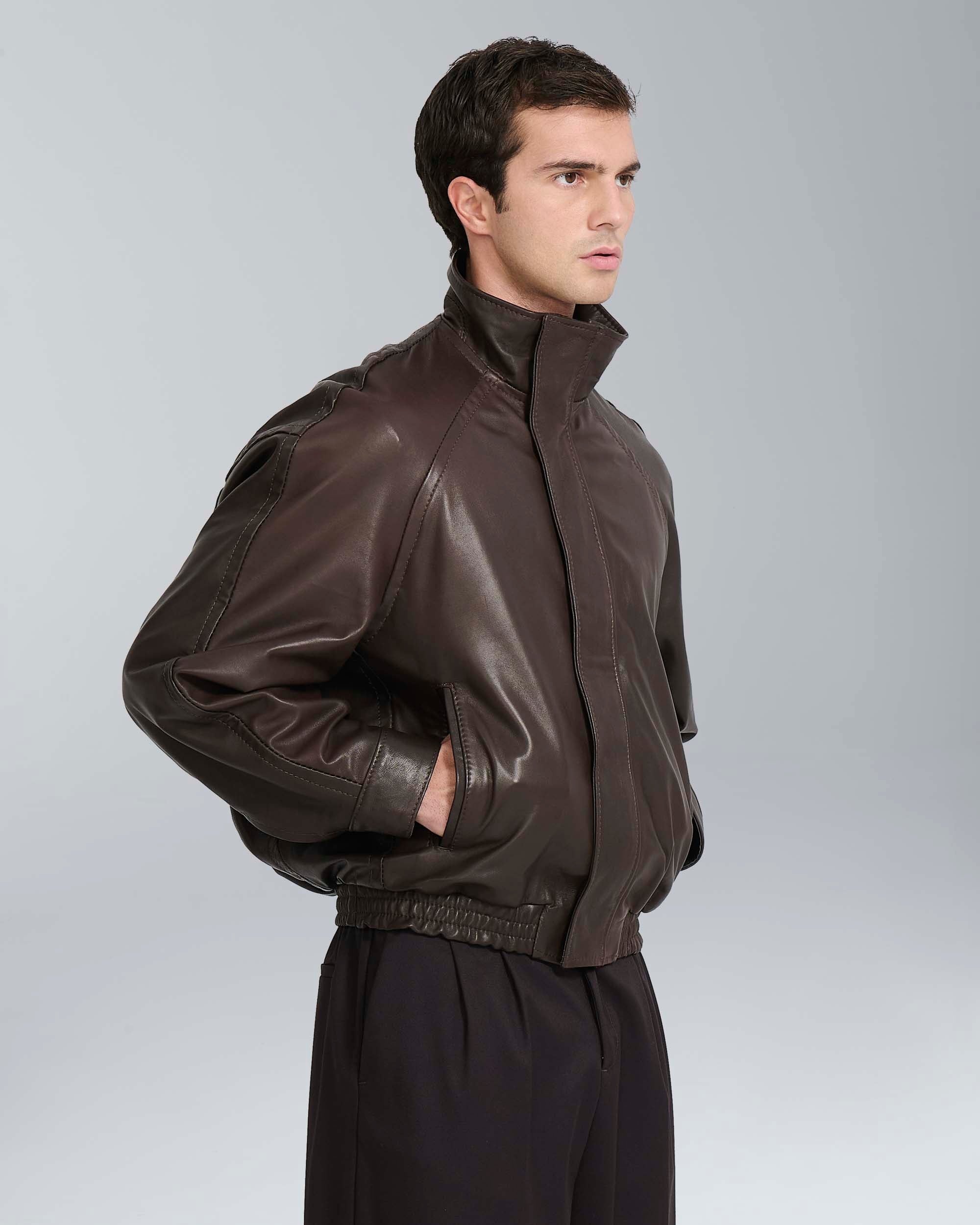Bomber in pelle relax fit