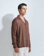 Camicia in viscosa collo a bowling