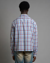 Camicia cropped a quadri con ricamo