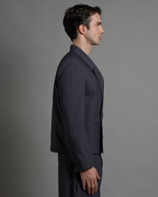 Giacca cropped doppiopetto gessata