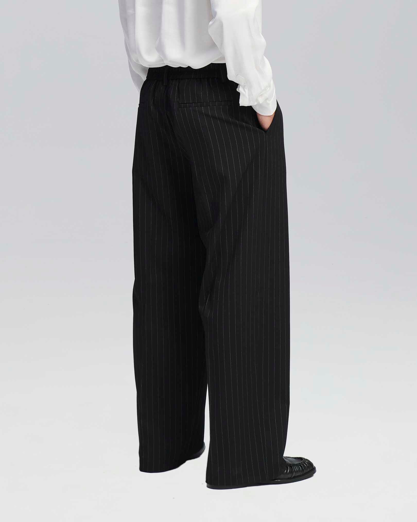 Pantalone Wide Fit Limited Edition gessato nero