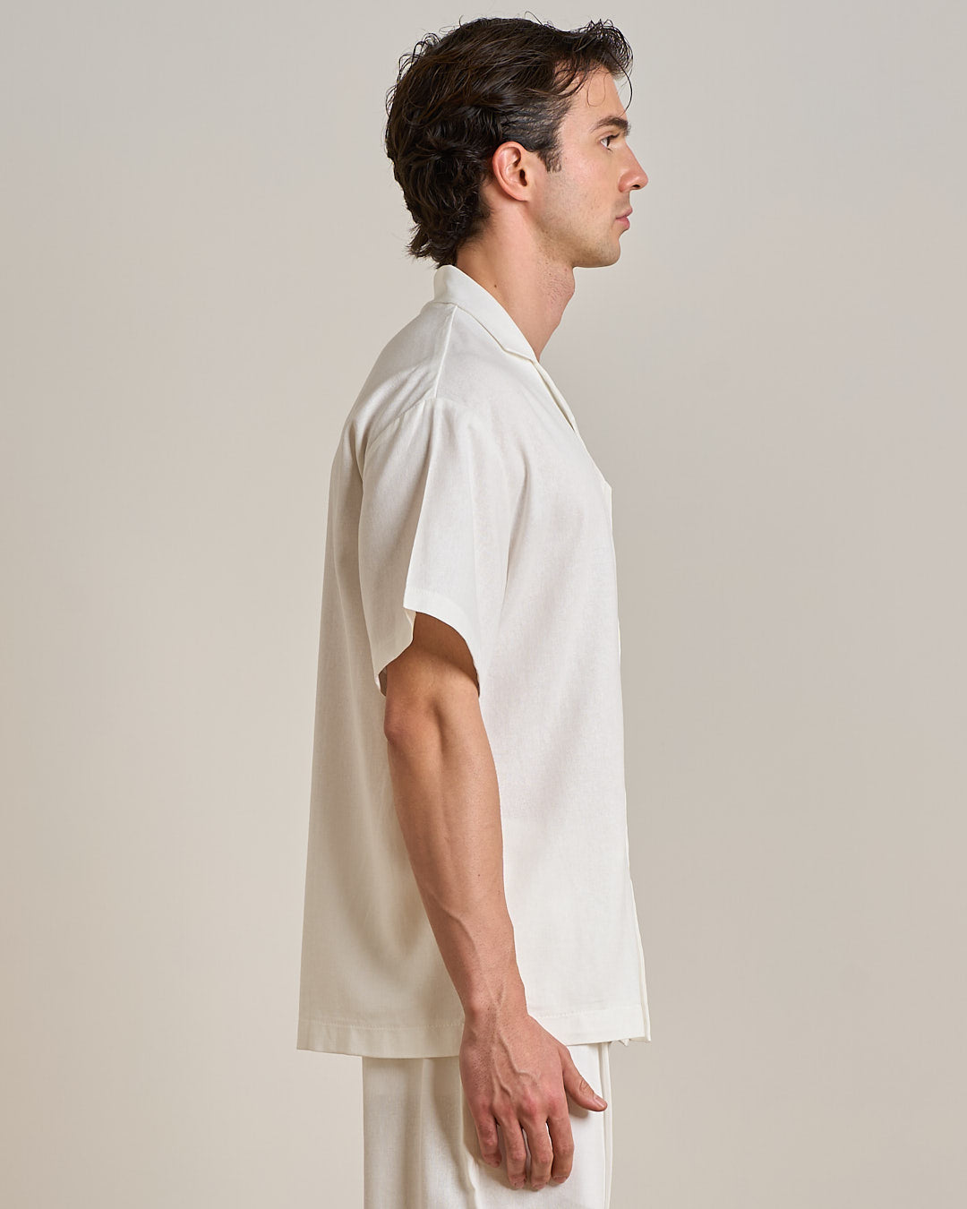 Camicia relax fit collo a bowling