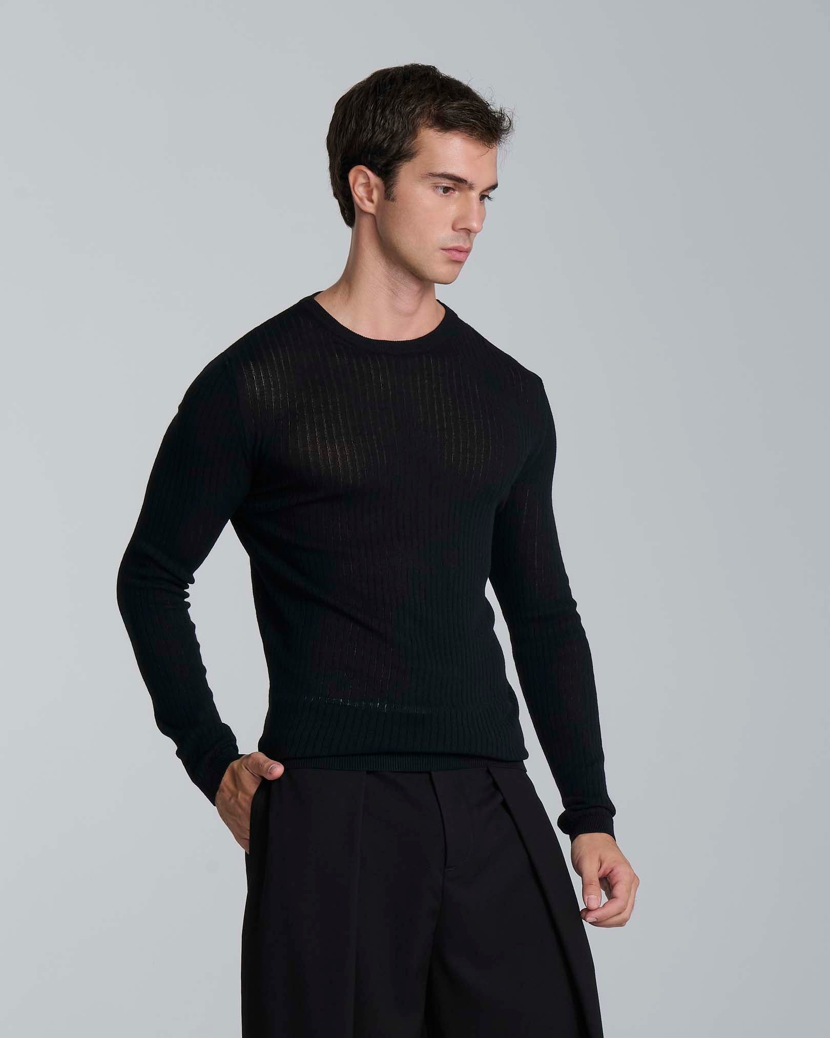 Maglia girocollo a coste