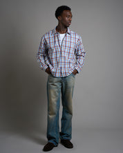 Camicia cropped a quadri con ricamo