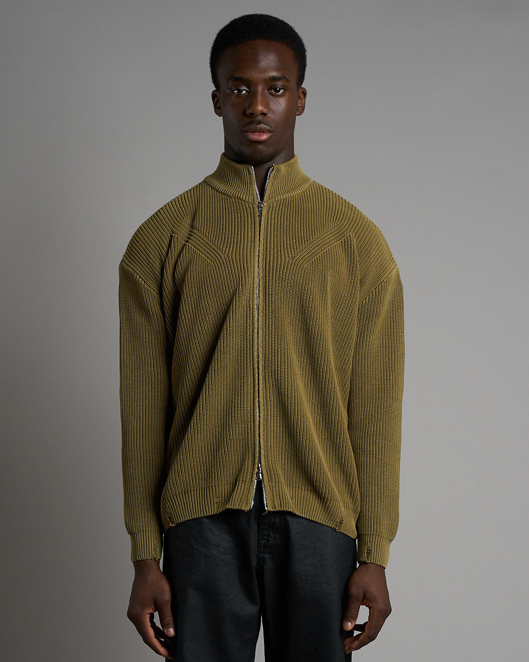 Maglia in cotone con zip effetto old