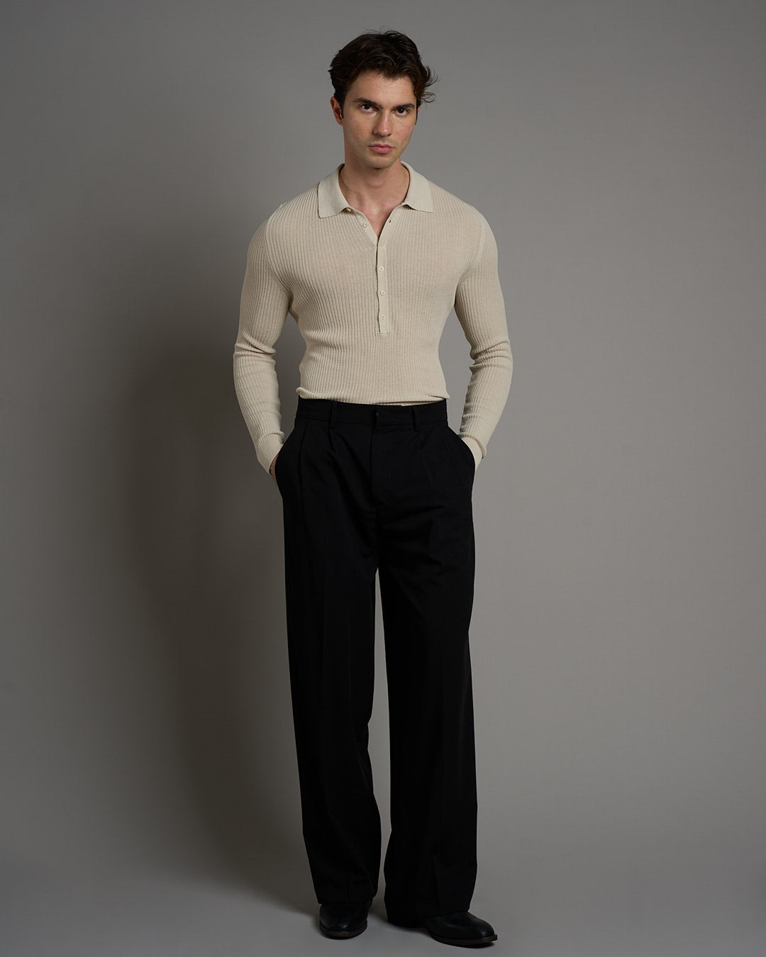 Polo a coste limited edition manica lunga