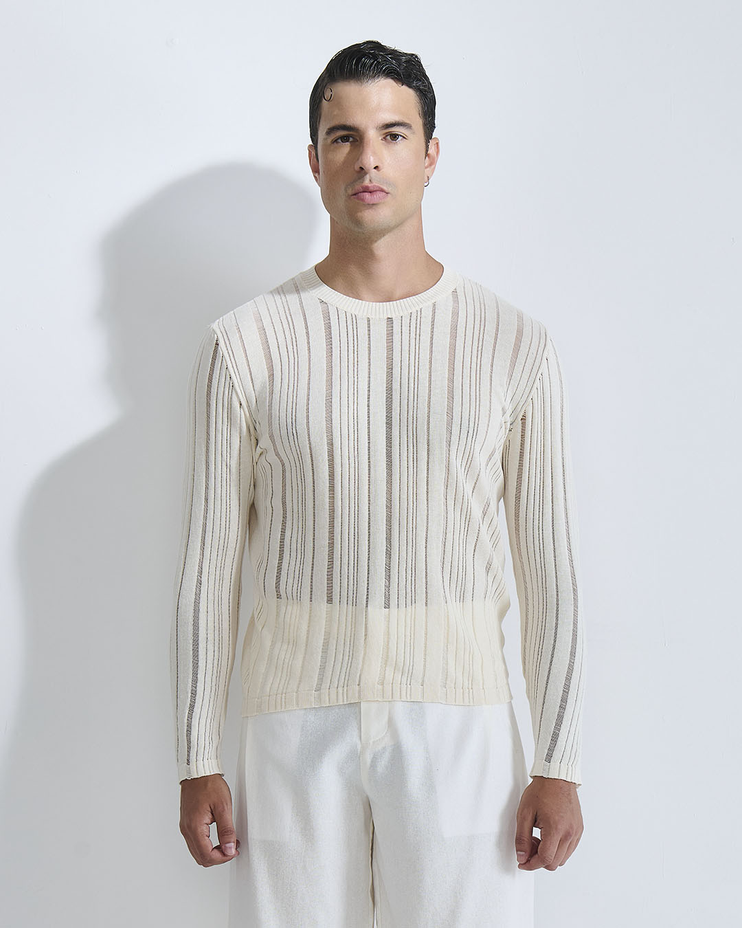 Maglia in cotone in filo fluttuante
