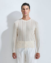 Maglia in cotone in filo fluttuante