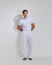 Pantalone Wide Fit con pieghe in lino