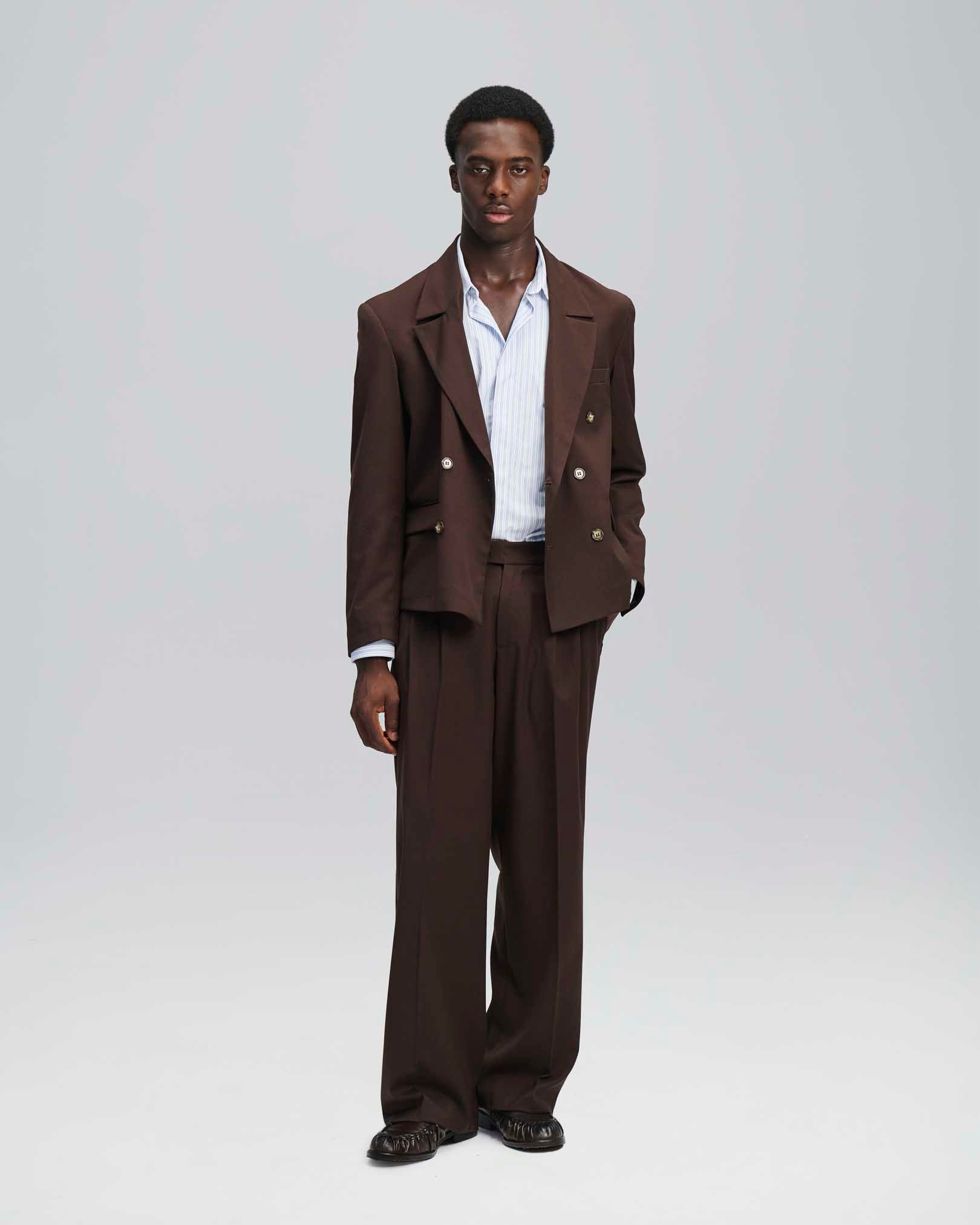 Pantalone wide leg strutturato moro