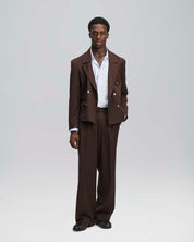 Pantalone wide leg strutturato moro