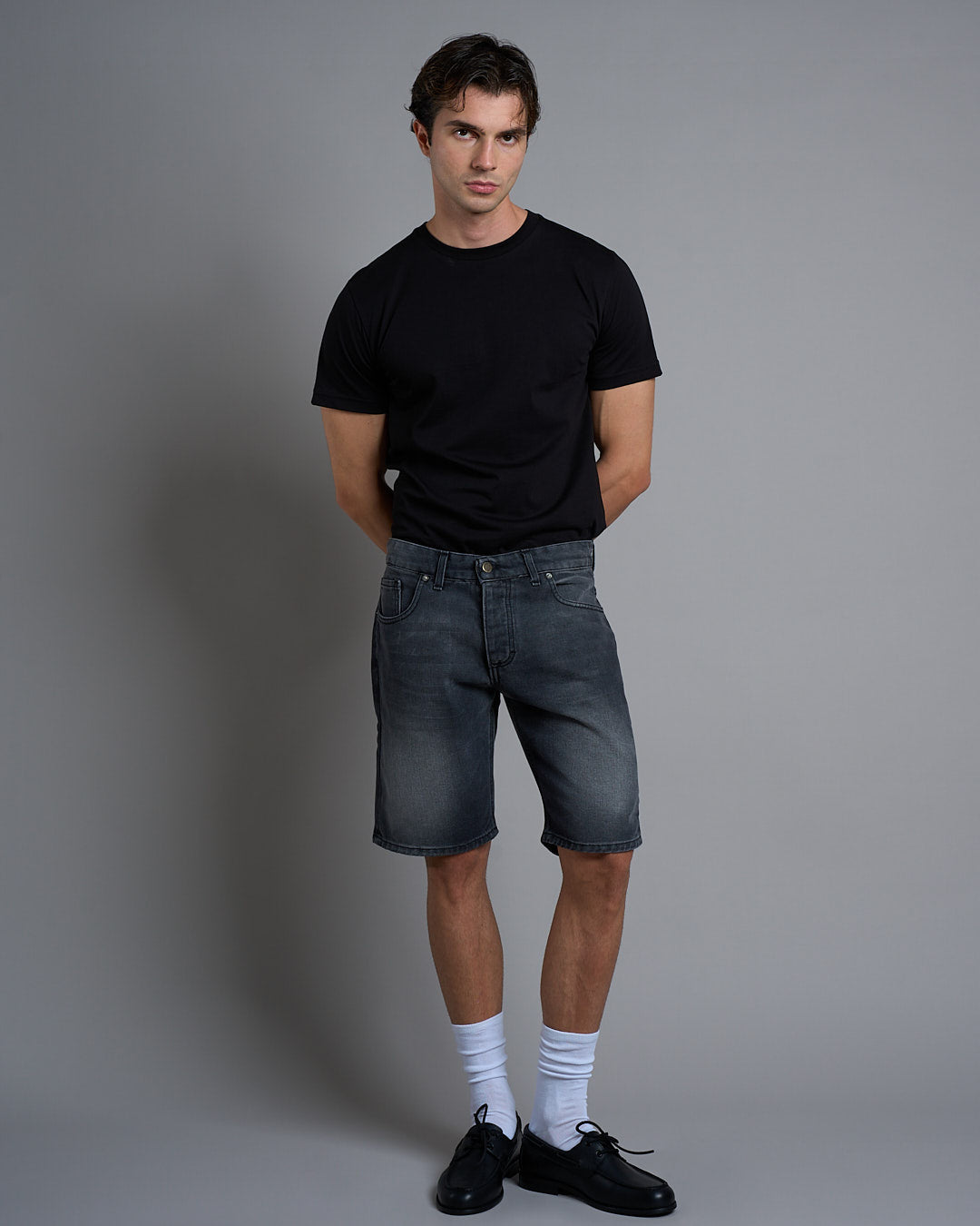 Denim Regular Fit Stone Wash Used Spruzzato Nero