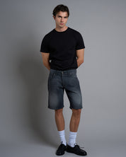 Denim Regular Fit Stone Wash Used Spruzzato Nero