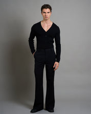 Maglia serafino scollo a V a coste