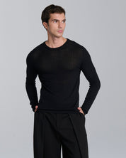 Maglia girocollo a coste