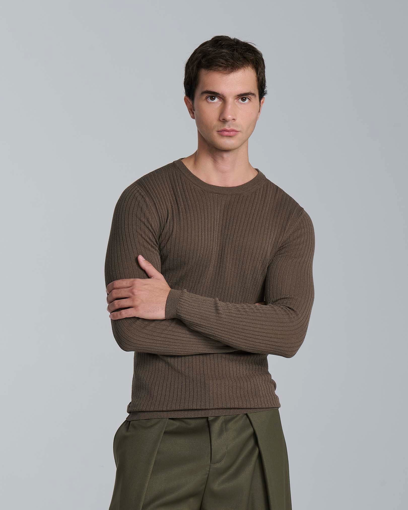Maglia girocollo a coste