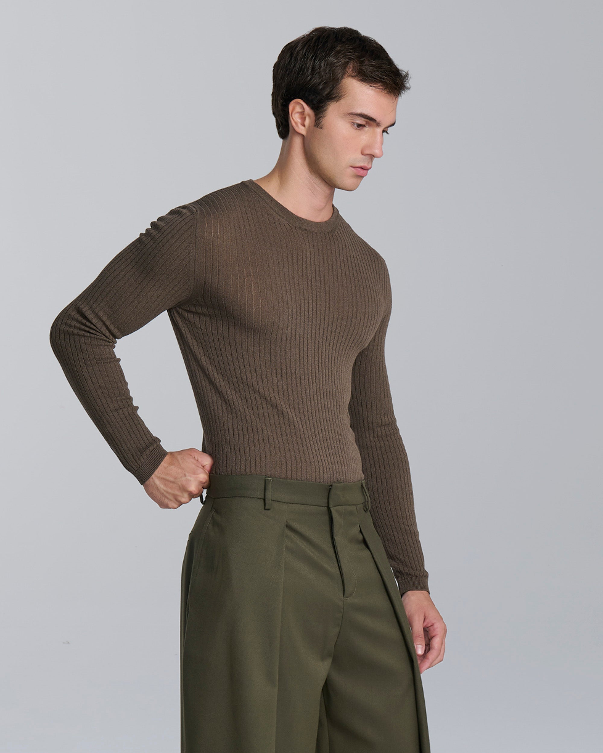 Maglia girocollo a coste