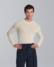 Maglia girocollo a coste