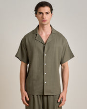 Camicia relax fit collo a bowling