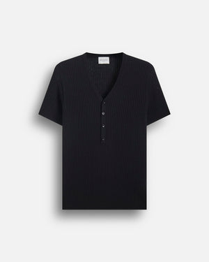 Maglia scollo a V a coste mezza manica