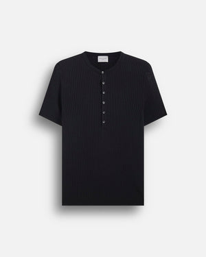 Maglia serafino a coste mezza manica