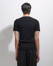 Maglia scollo a V a coste mezza manica