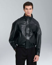 Bomber in pelle relax fit
