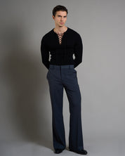 Maglia serafino a coste con lacci Limited Edition