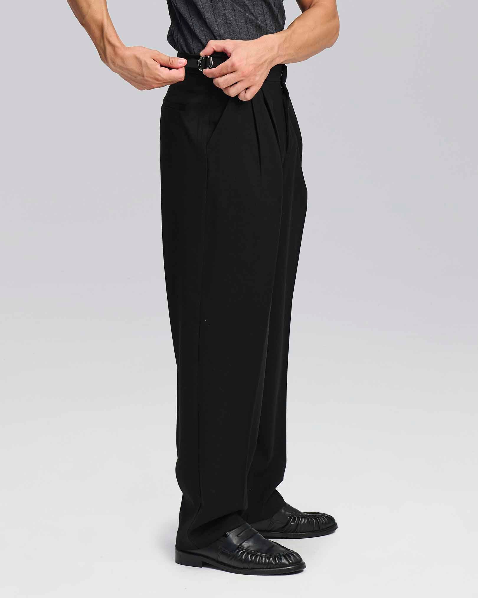 Pantalone wide fit con fibbiette