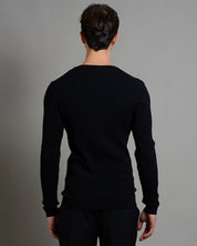 Maglia serafino scollo a V a coste