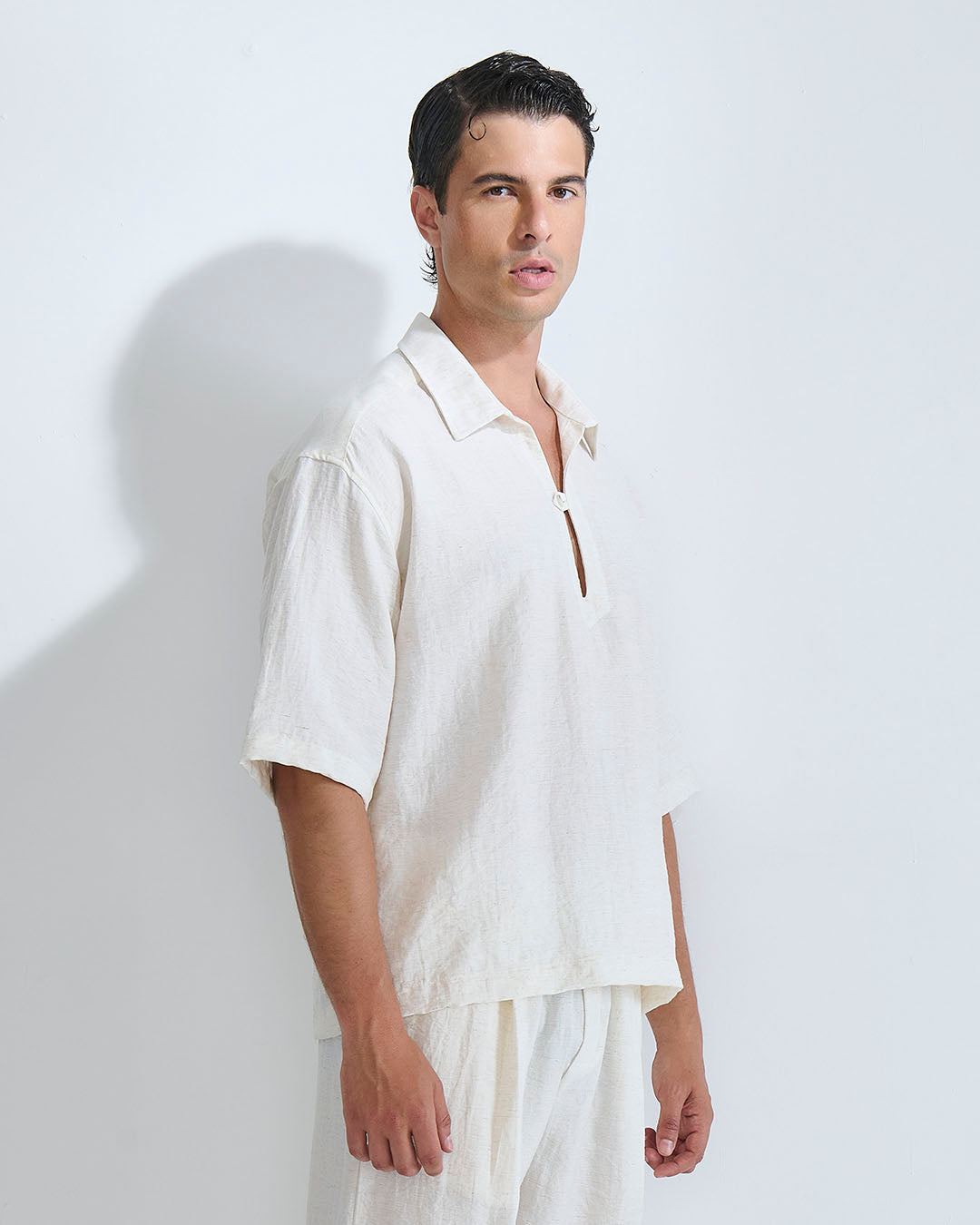 Camicia Polo misto lino