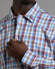 Camicia cropped a quadri con ricamo