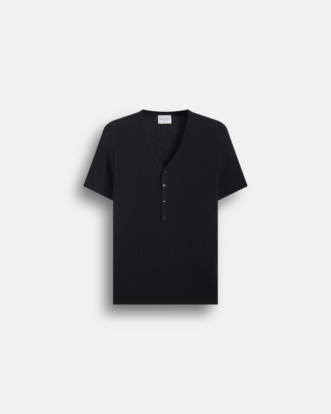Maglia scollo a V a coste mezza manica