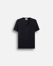 Maglia scollo a V a coste mezza manica