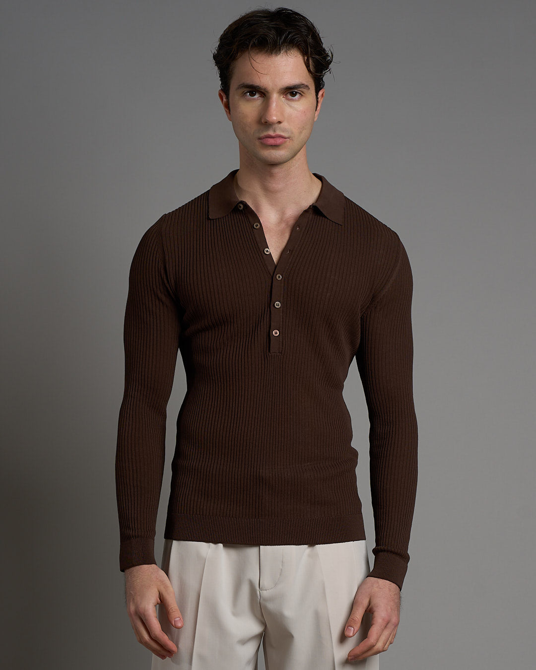 Polo a coste limited edition manica lunga