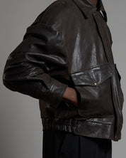 Giacca in pelle over effetto vintage