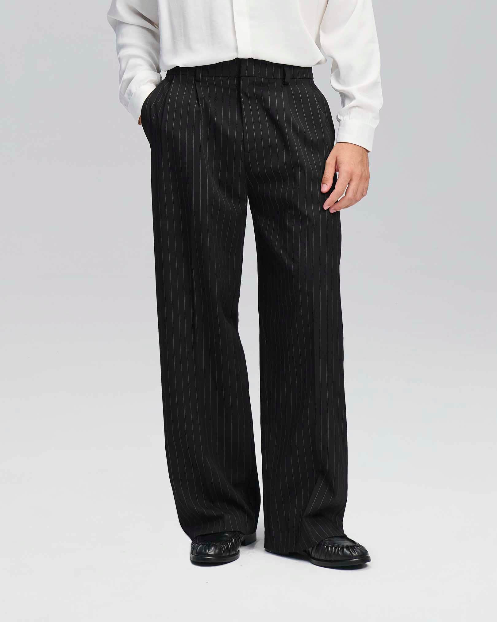 Pantalone Wide Fit Limited Edition gessato nero