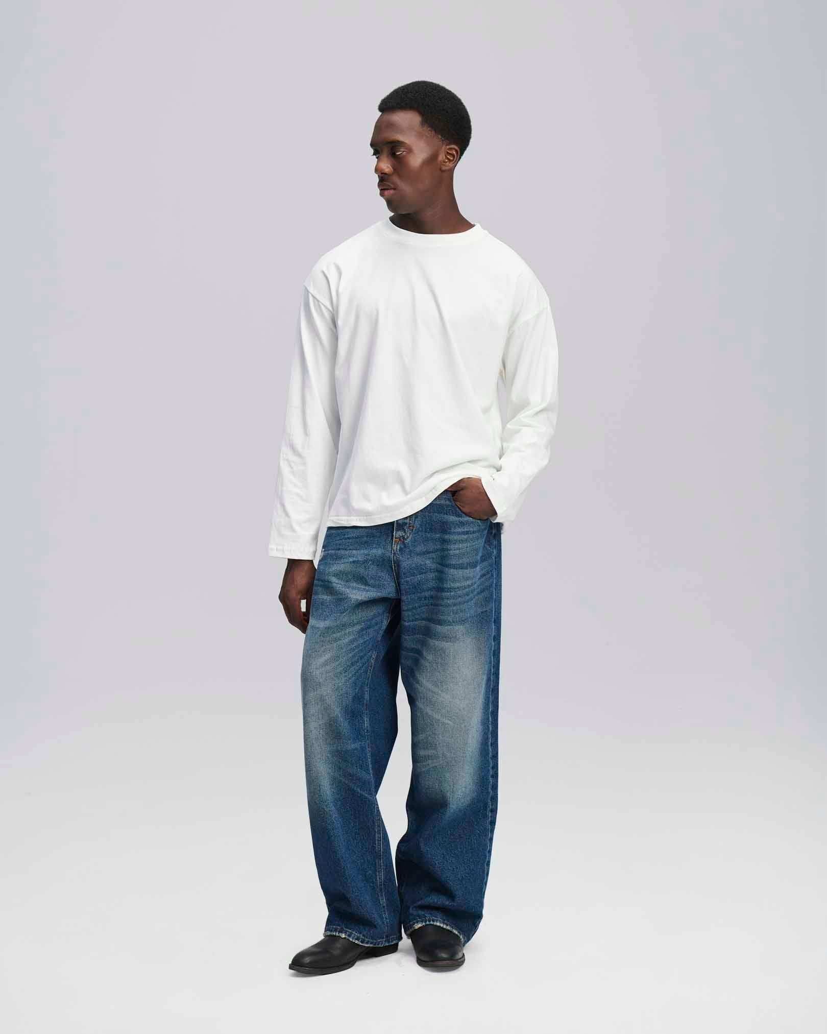 Jeans Baggy doppio stone con molature