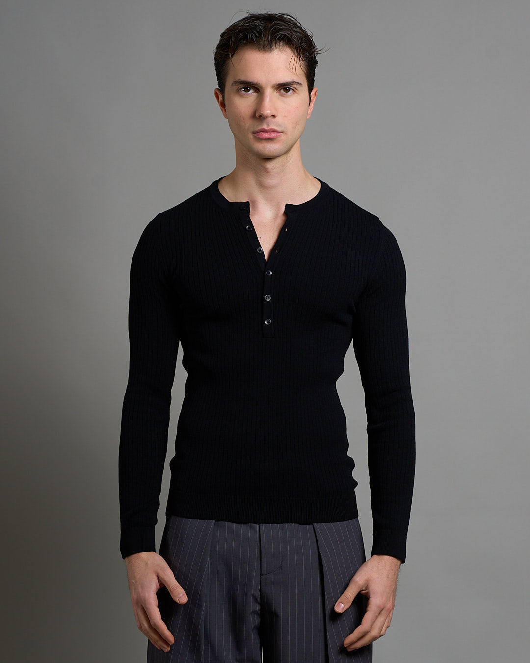 Maglia serafino a coste