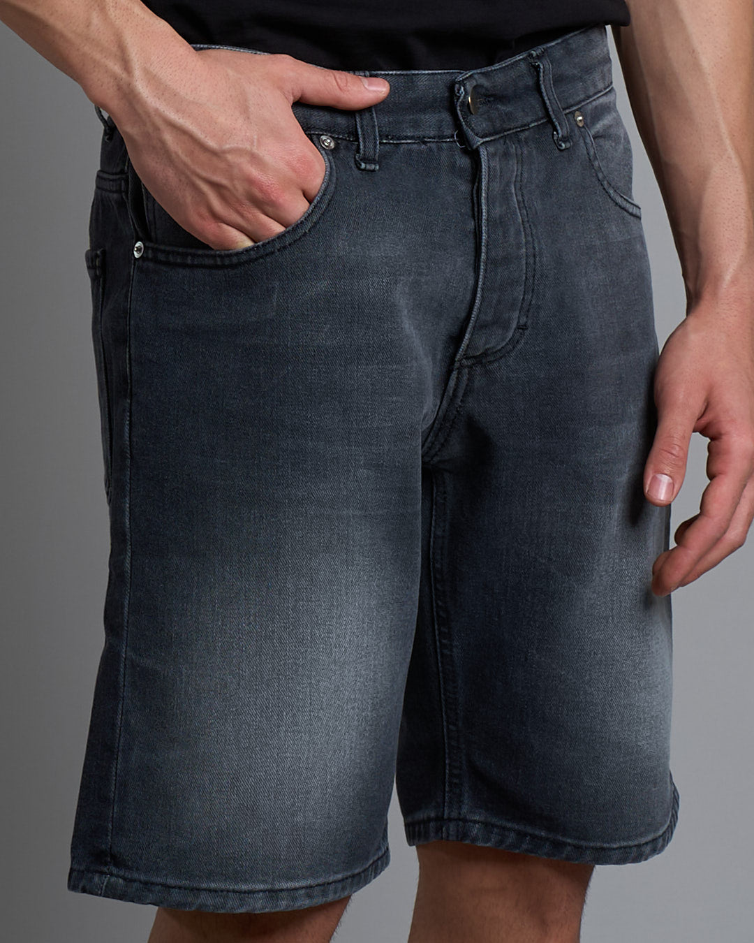 Denim Regular Fit Stone Wash Used Spruzzato Nero