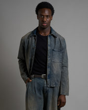 Giacca in denim sabbiato cropped