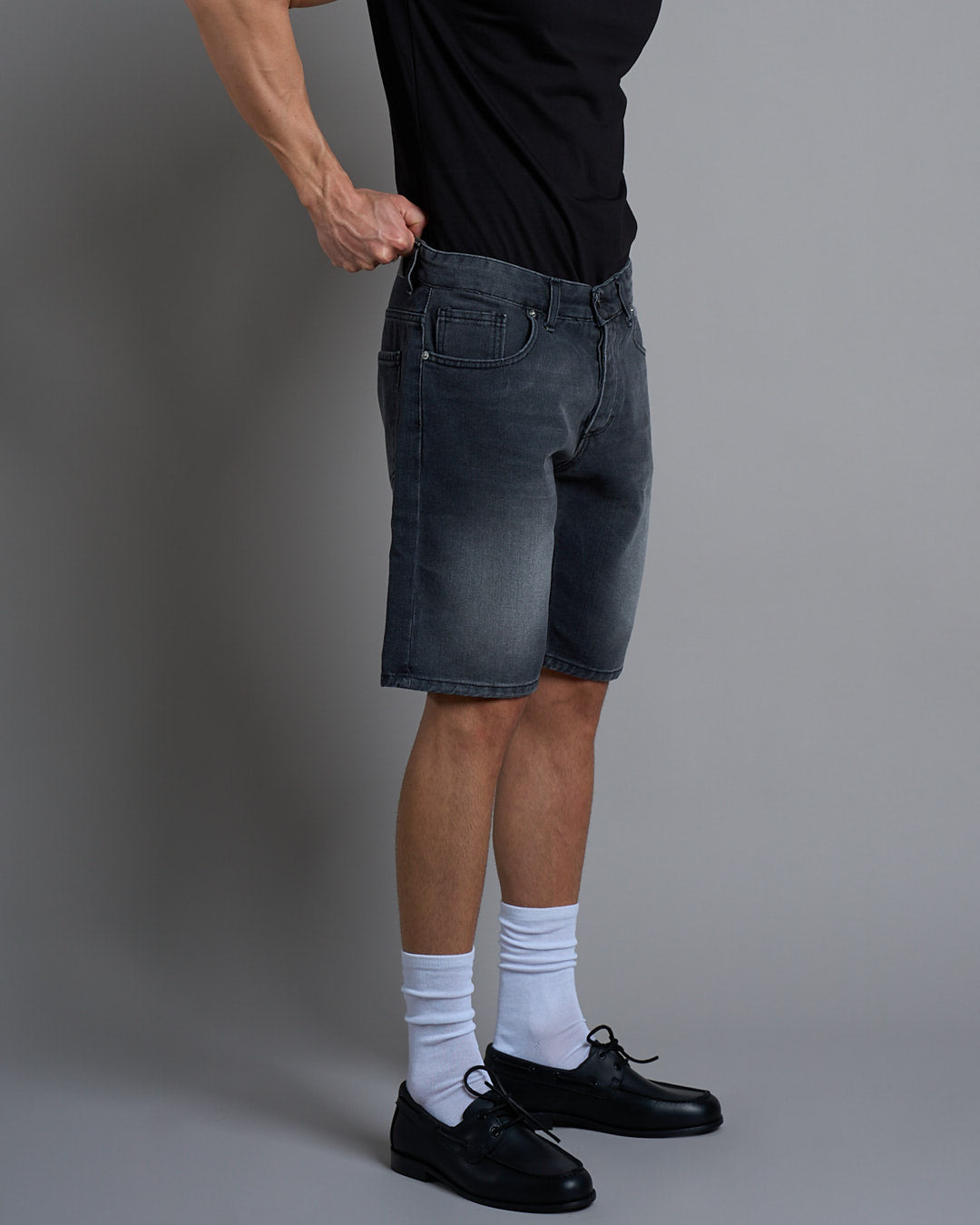 Denim Regular Fit Stone Wash Used Spruzzato Nero