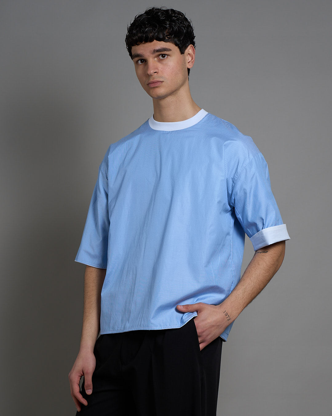 T-Shirt Camicia double face cropped