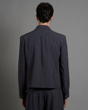 Giacca cropped doppiopetto gessata