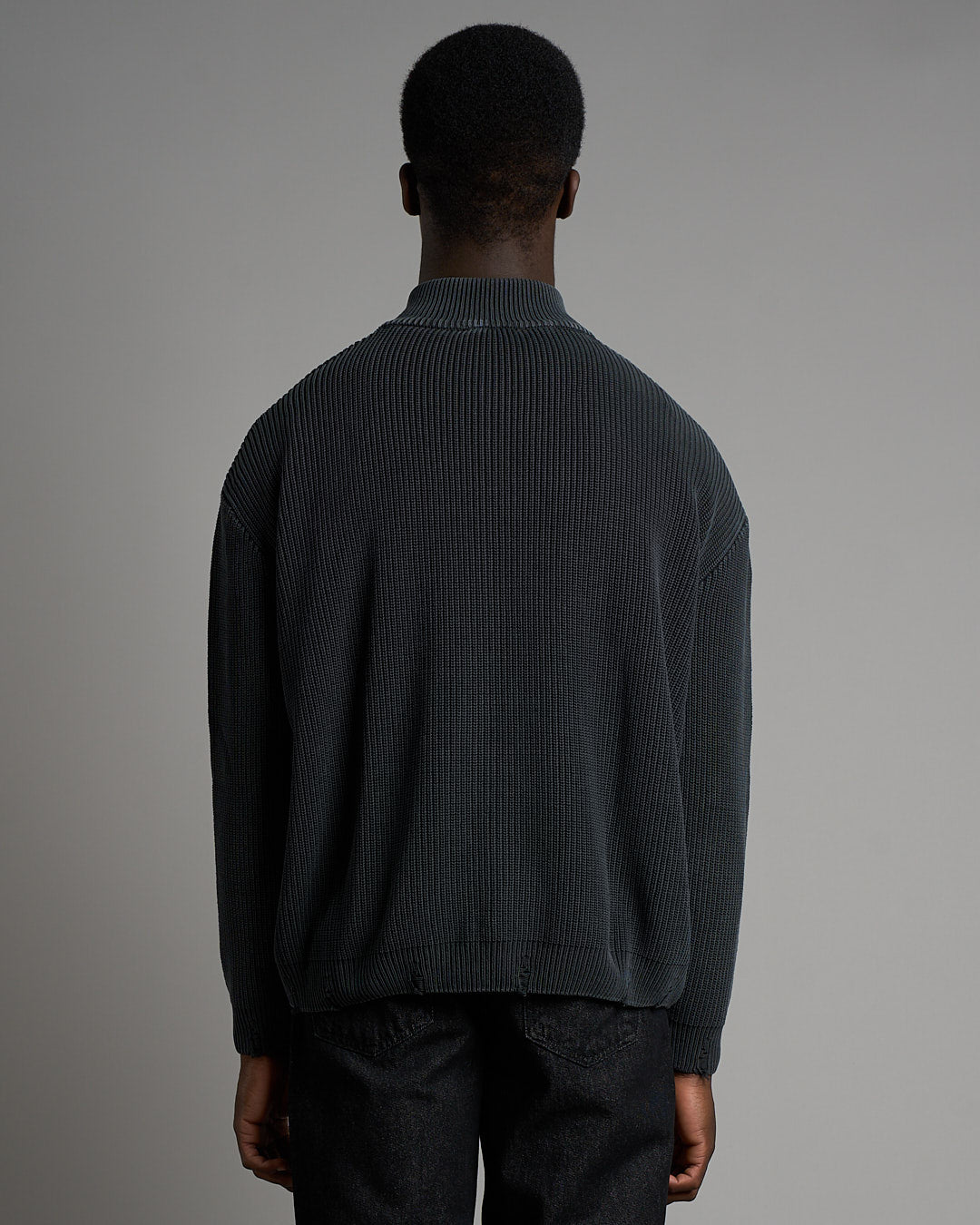 Maglia in cotone con zip  effetto old