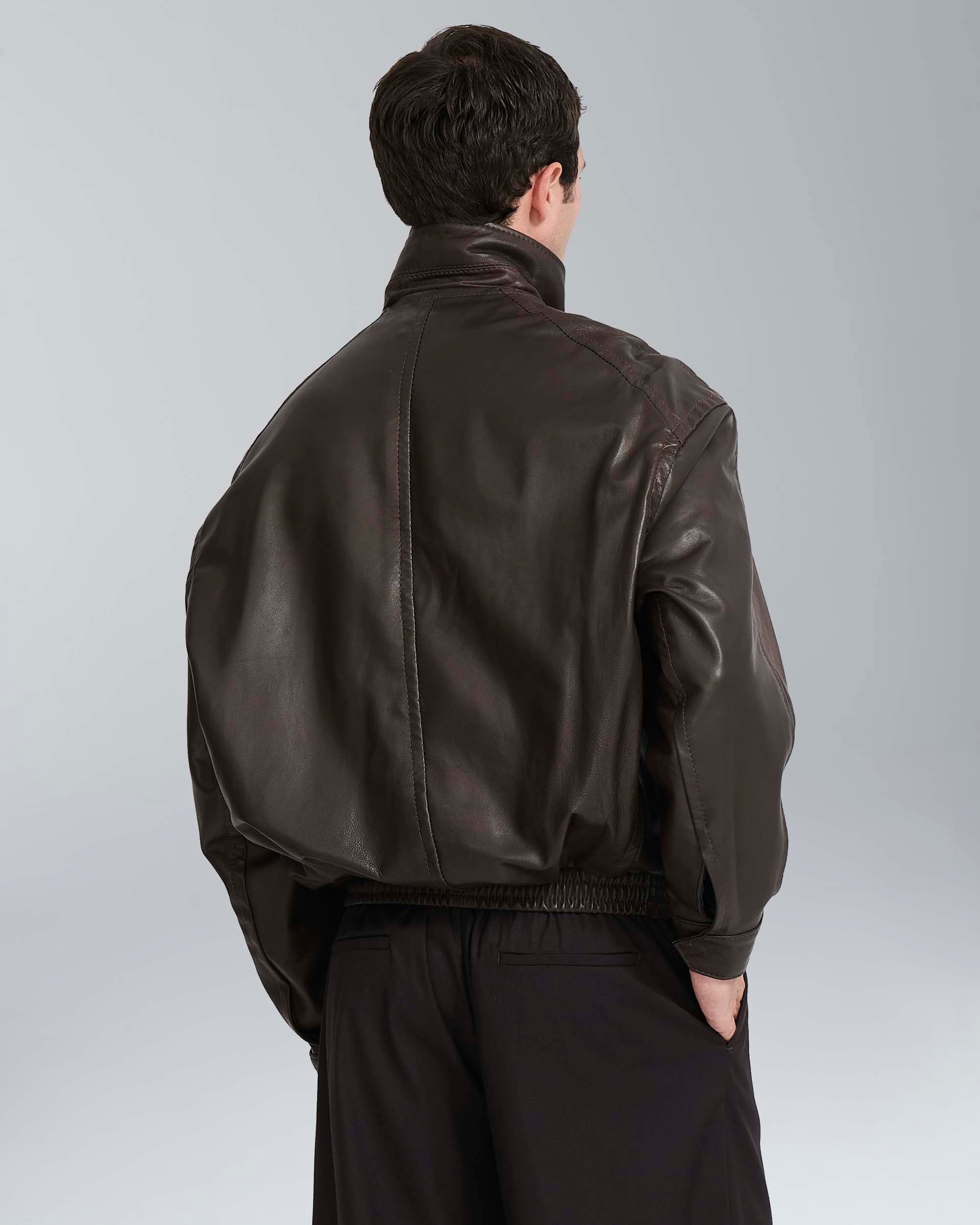 Bomber in pelle relax fit